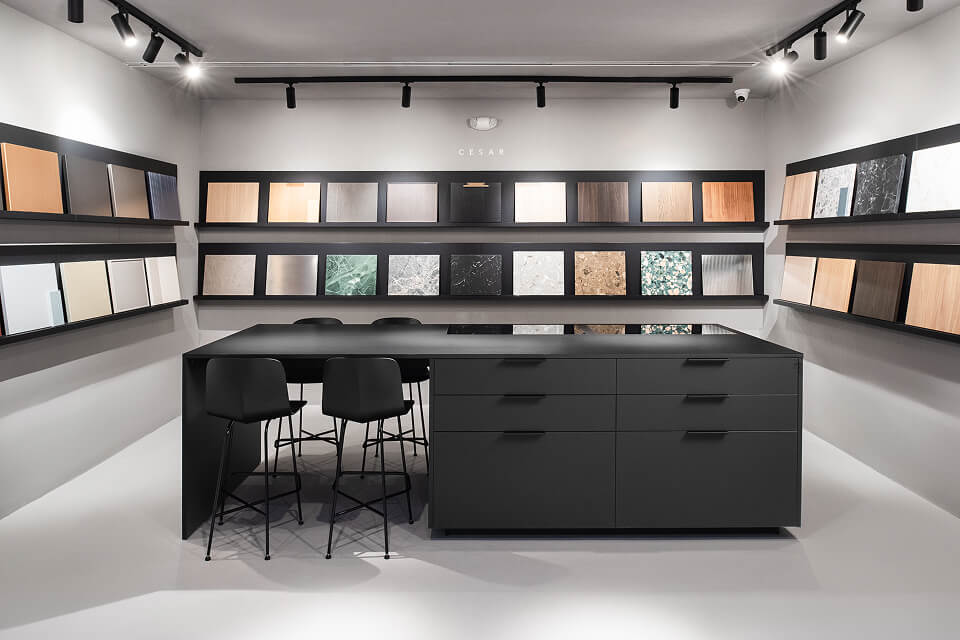 stone flooring and mosaic tile walls